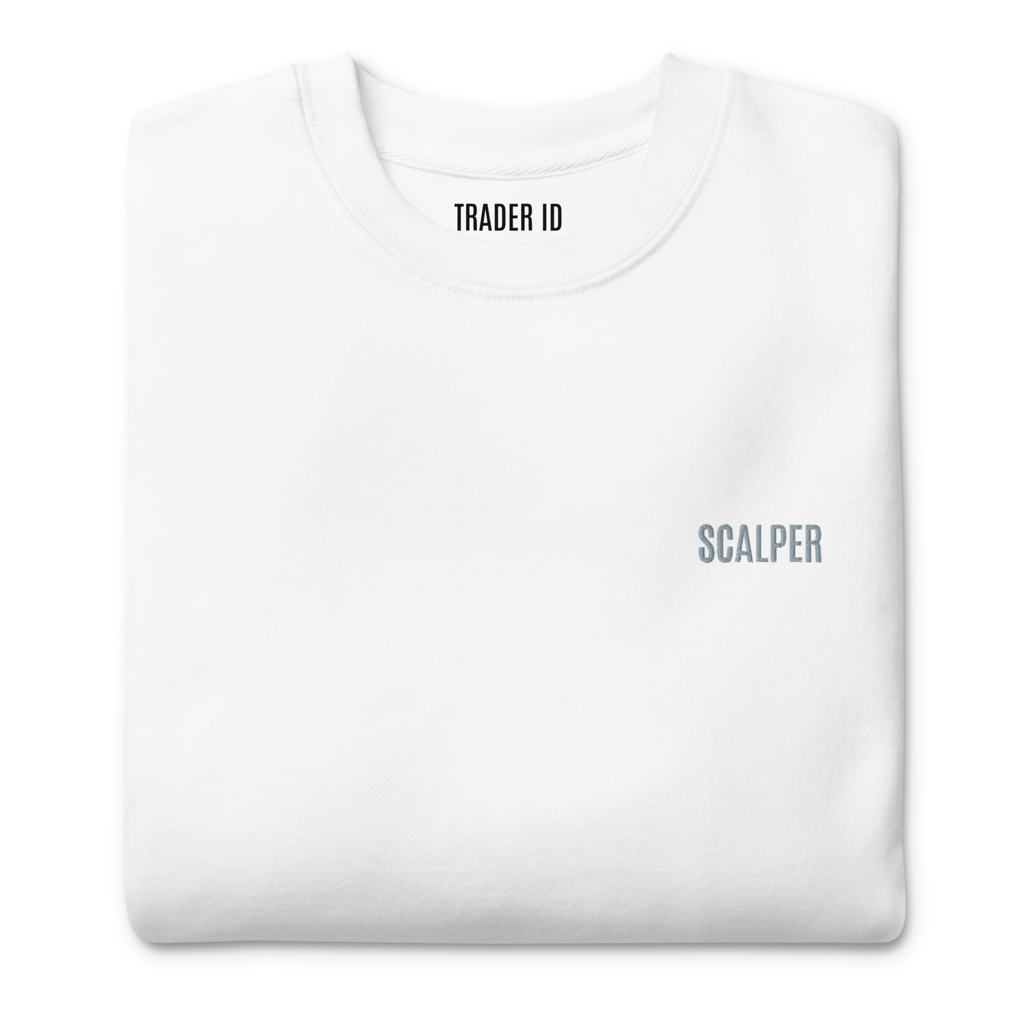 Trader Id Scalper unisex premium embroidered crewneck sweatshirt minimalism style trading streetwear clothing