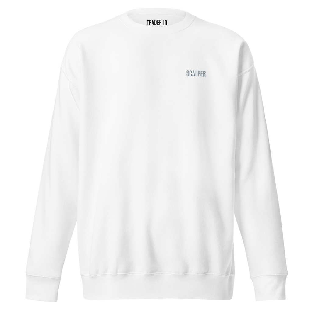 Trader Id Scalper unisex premium embroidered crewneck sweatshirt minimalism style trading streetwear clothing