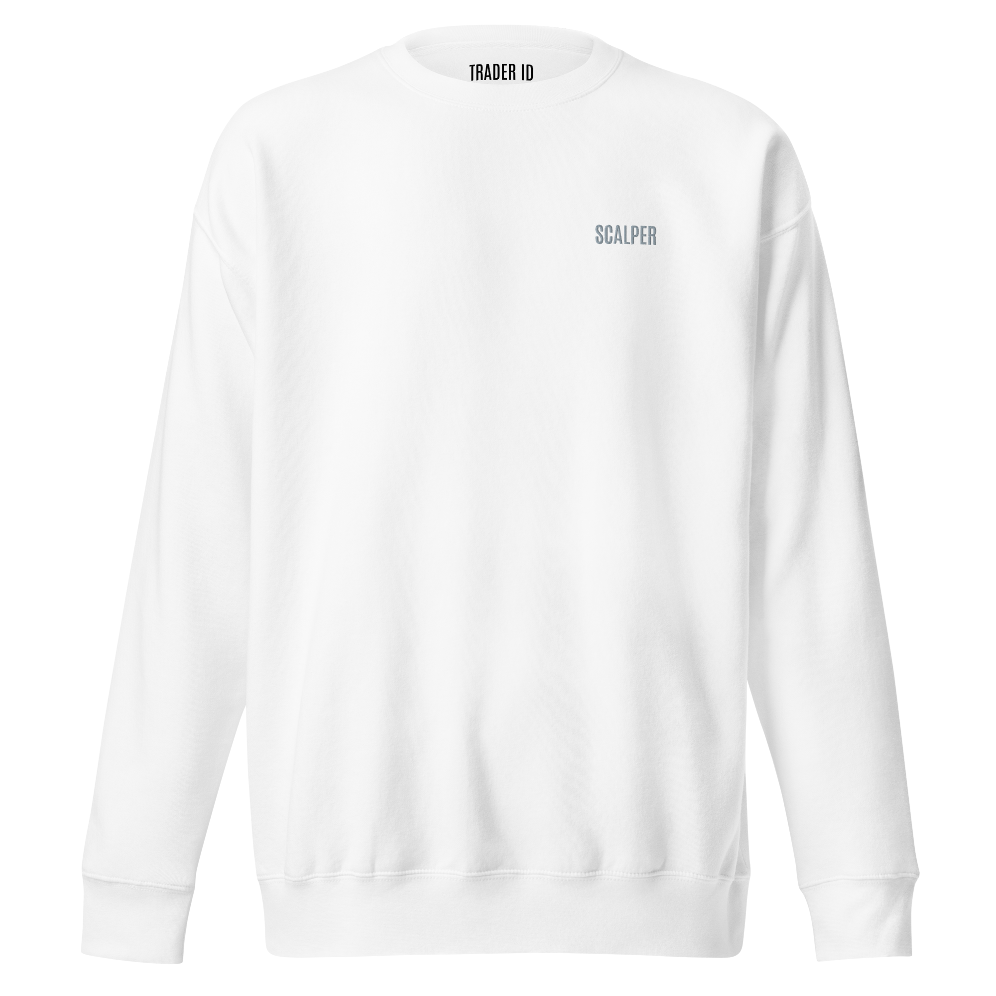 Trader Id Scalper unisex premium embroidered crewneck sweatshirt minimalism style trading streetwear clothing