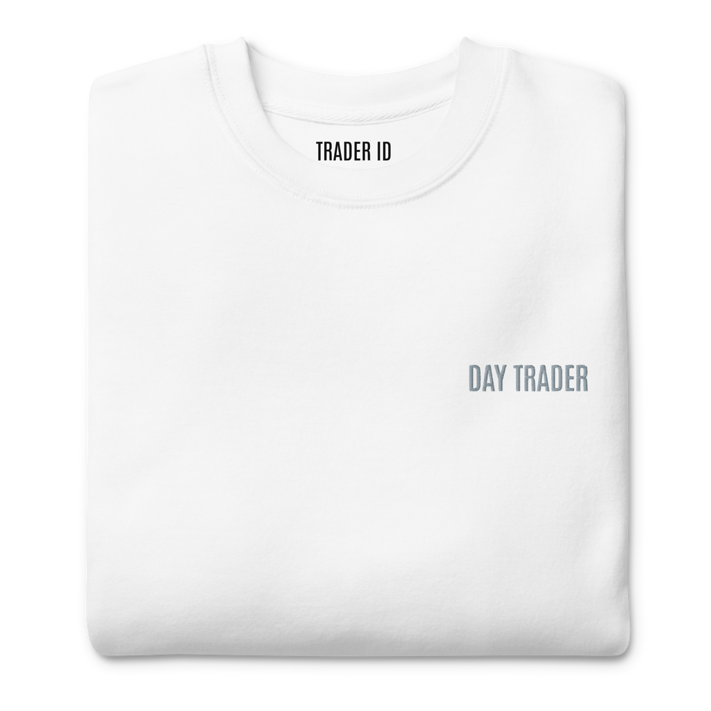 Trader Id Day Trader unisex premium embroidered crewneck sweatshirt minimalism style trading streetwear clothing