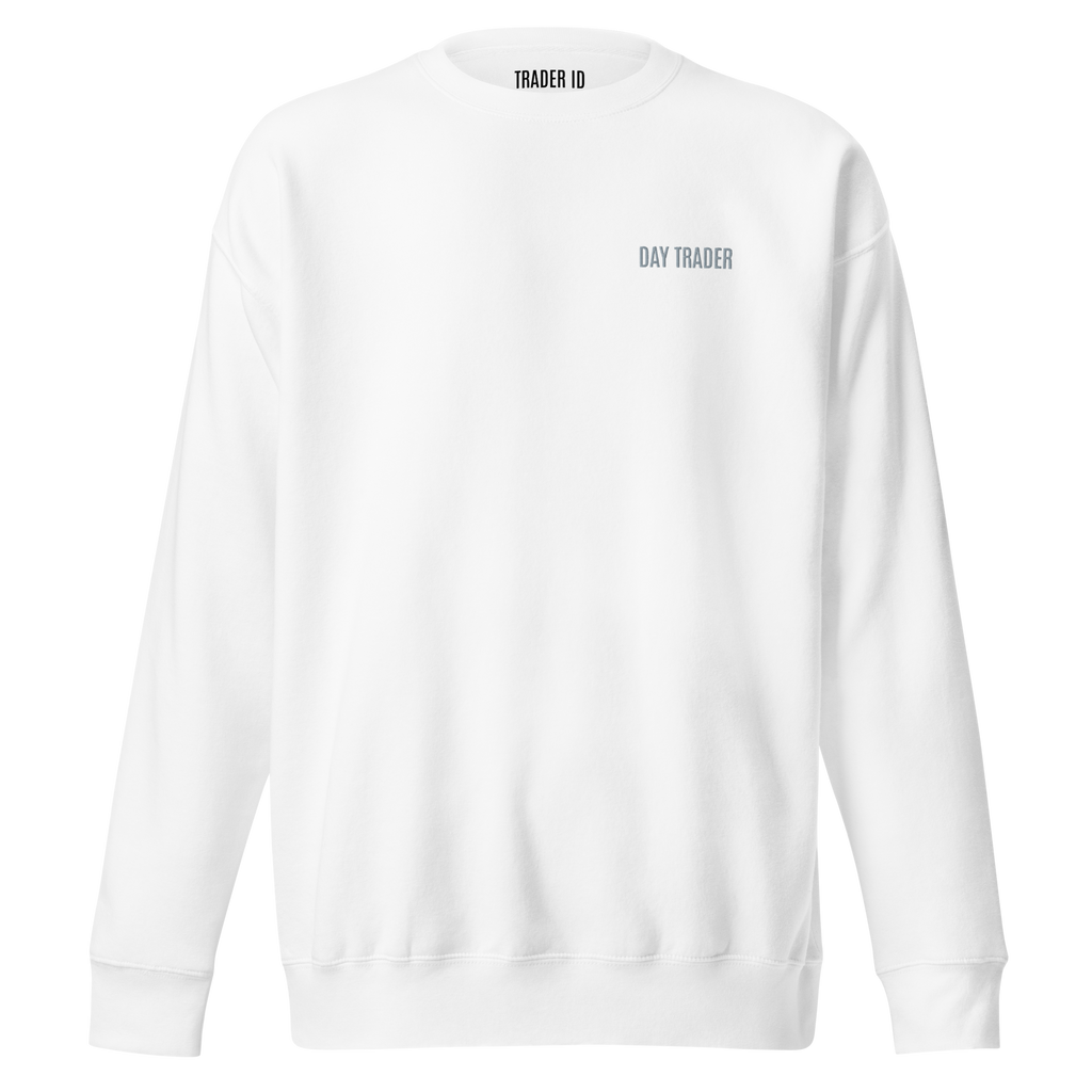 Trader Id Day Trader unisex premium embroidered crewneck sweatshirt minimalism style trading streetwear clothing