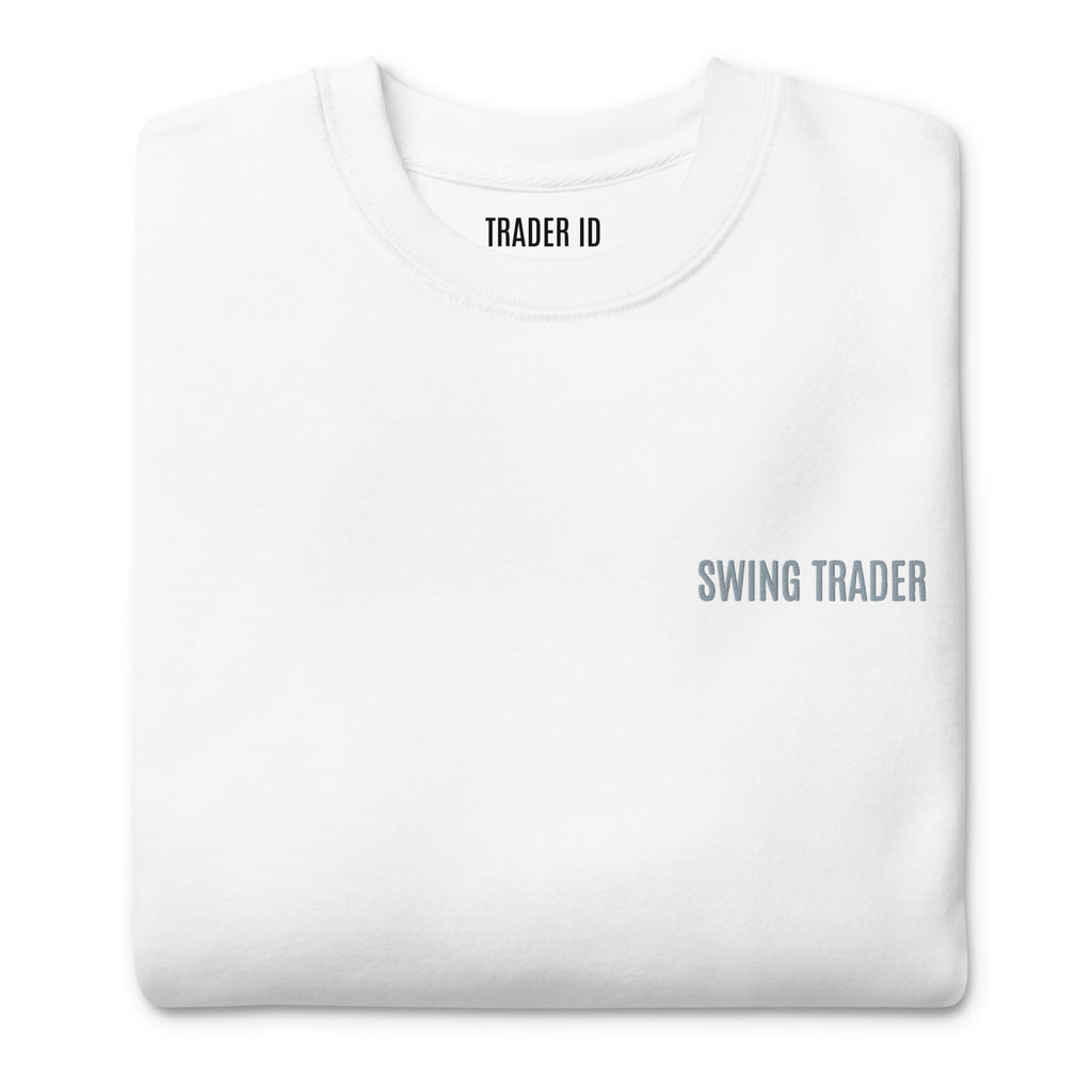 Trader Id Swing Trader unisex premium embroidered crewneck sweatshirt minimalism style trading streetwear clothing