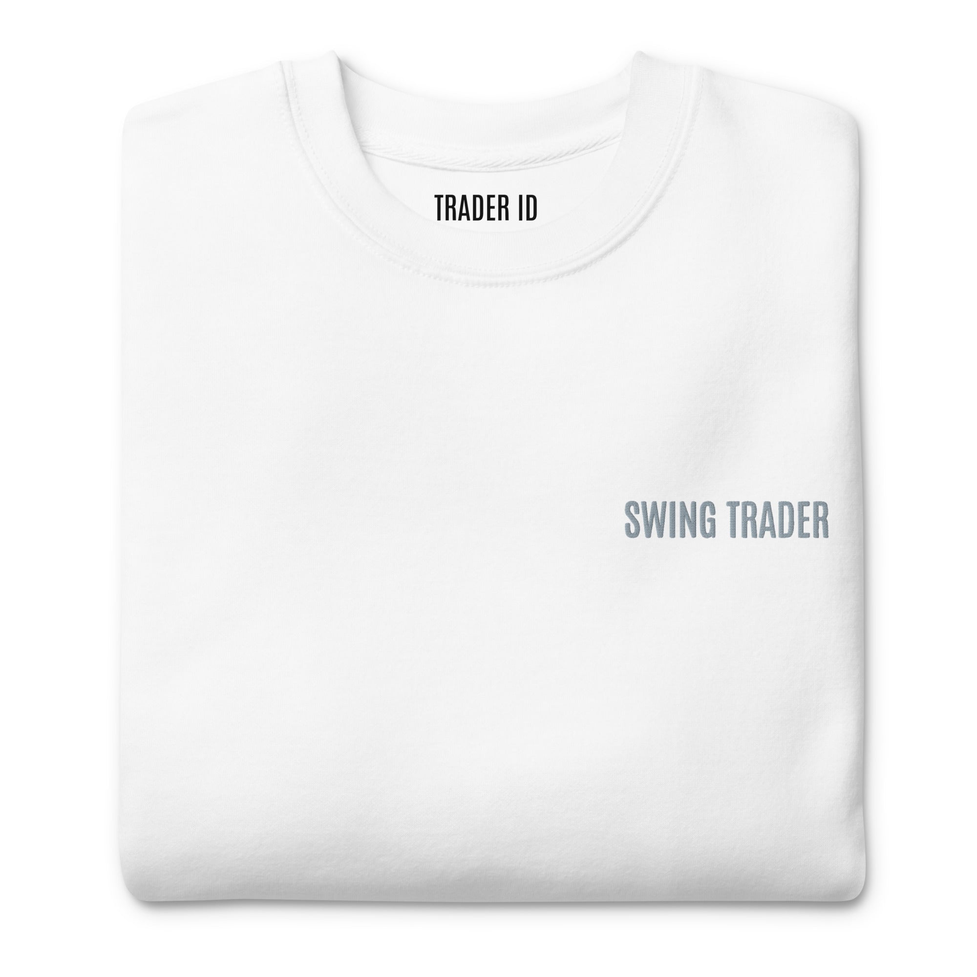 Trader Id Swing Trader unisex premium embroidered crewneck sweatshirt minimalism style trading streetwear clothing