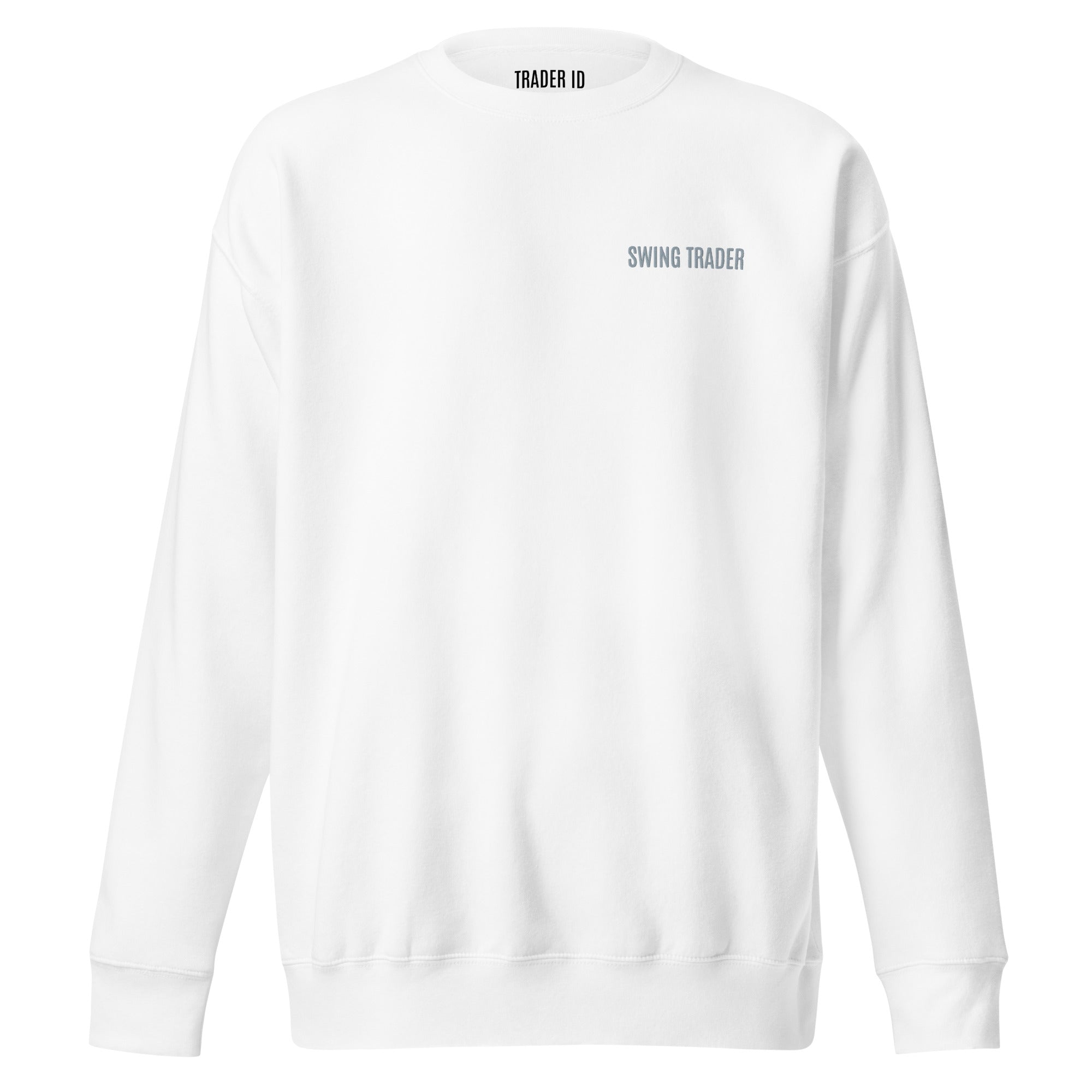 Trader Id Swing Trader unisex premium embroidered crewneck sweatshirt minimalism style trading streetwear clothing