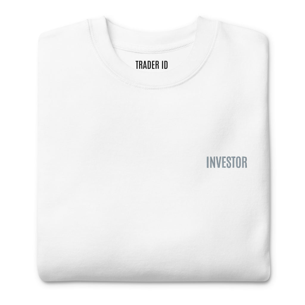 Trader Id Investor unisex premium embroidered crewneck sweatshirt minimalism style trading streetwear clothing