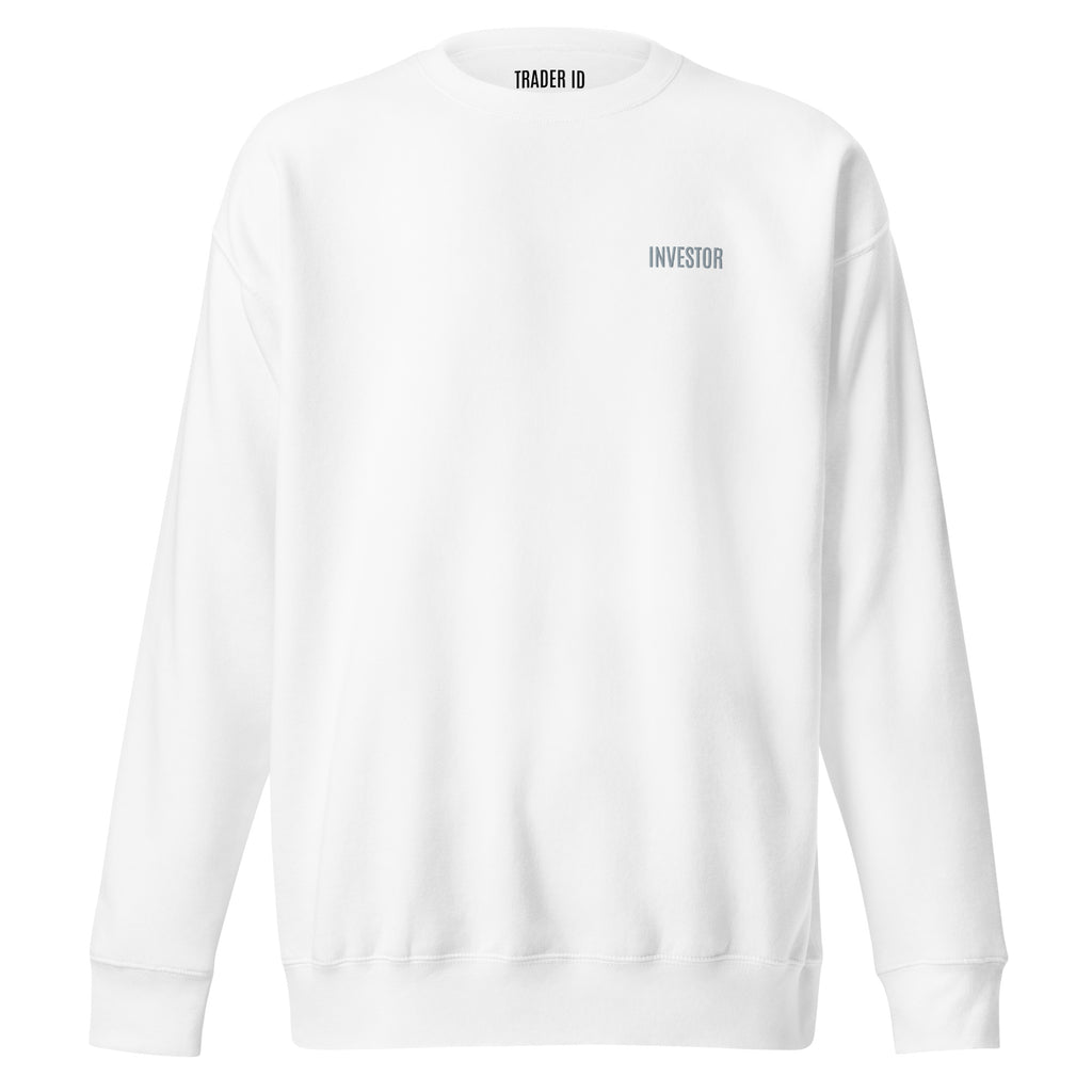 Trader Id Investor unisex premium embroidered crewneck sweatshirt minimalism style trading streetwear clothing