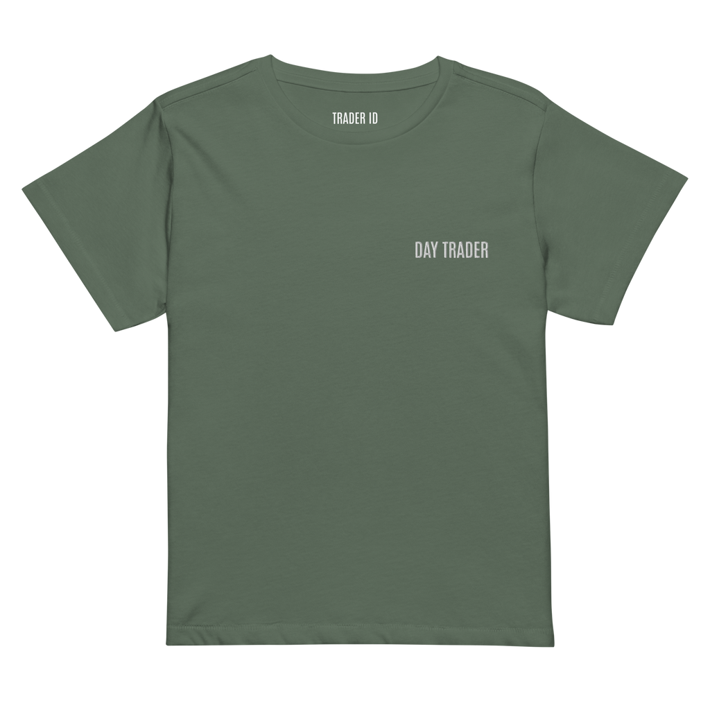 Trader Id Day Trader womens high-waisted embroidered t-shirt minimalism style female trading clothing