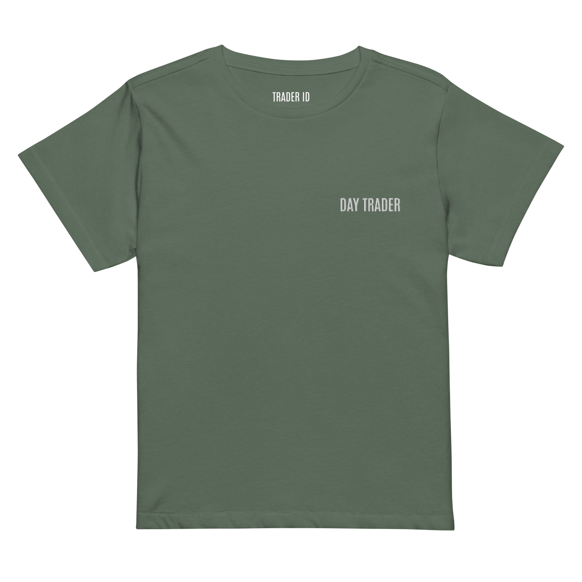Trader Id Day Trader womens high-waisted embroidered t-shirt minimalism style female trading clothing