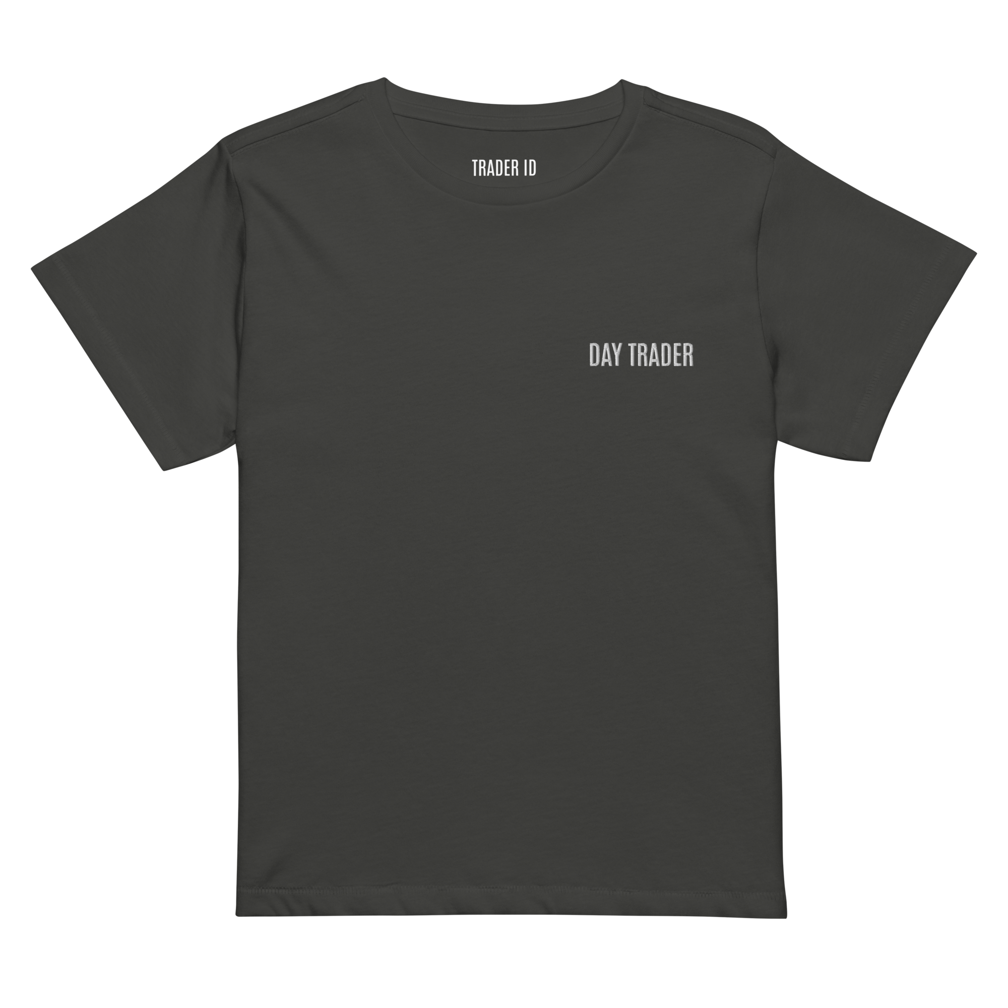 Trader Id Day Trader womens high-waisted embroidered t-shirt minimalism style female trading clothing